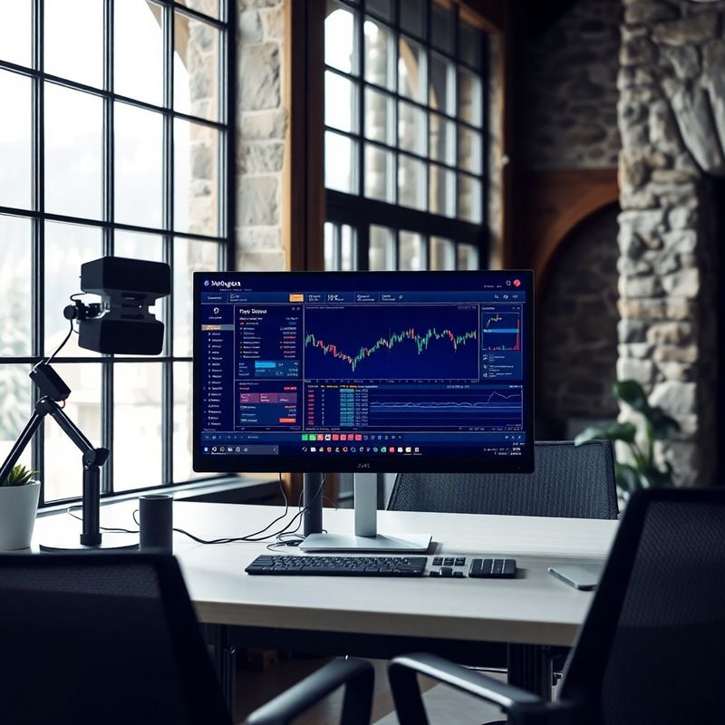 Modern engineering office in Kranj with indigo-tech monitor setup and alpine light